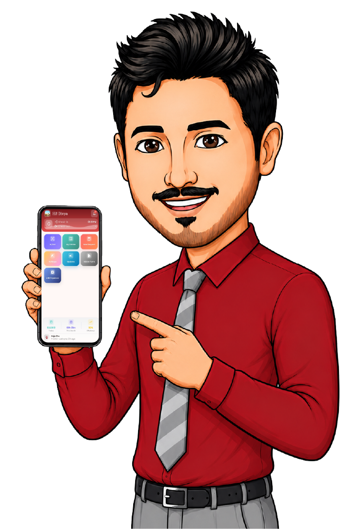 Hajeri Pro employee attendance app dashboard on mobile